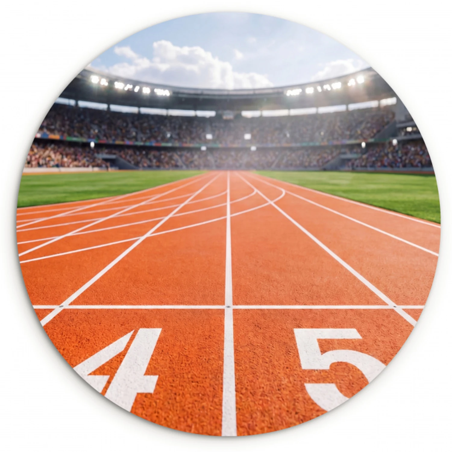 Sintelbaan - Stadion - Sport -Oranje Wandcirkel kunststof plaat 5mm dik klein -3d