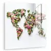 Wereldkaart - Kleurrijk - Bloemen - Lente plexiglas 5mm klein -zzzproduct_nieuw