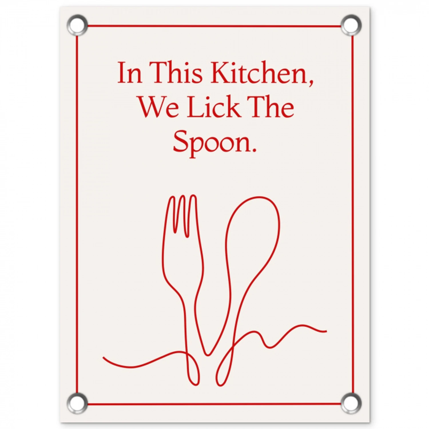 Minimalistisch - Vork - Lepel - Lijntekening tuinposter los doek klein -3d