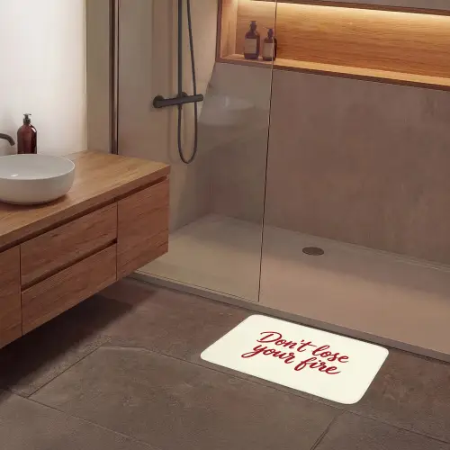Don't lose your fire - Rood - Wit - Minimalistisch Badmat klein -sfeer2