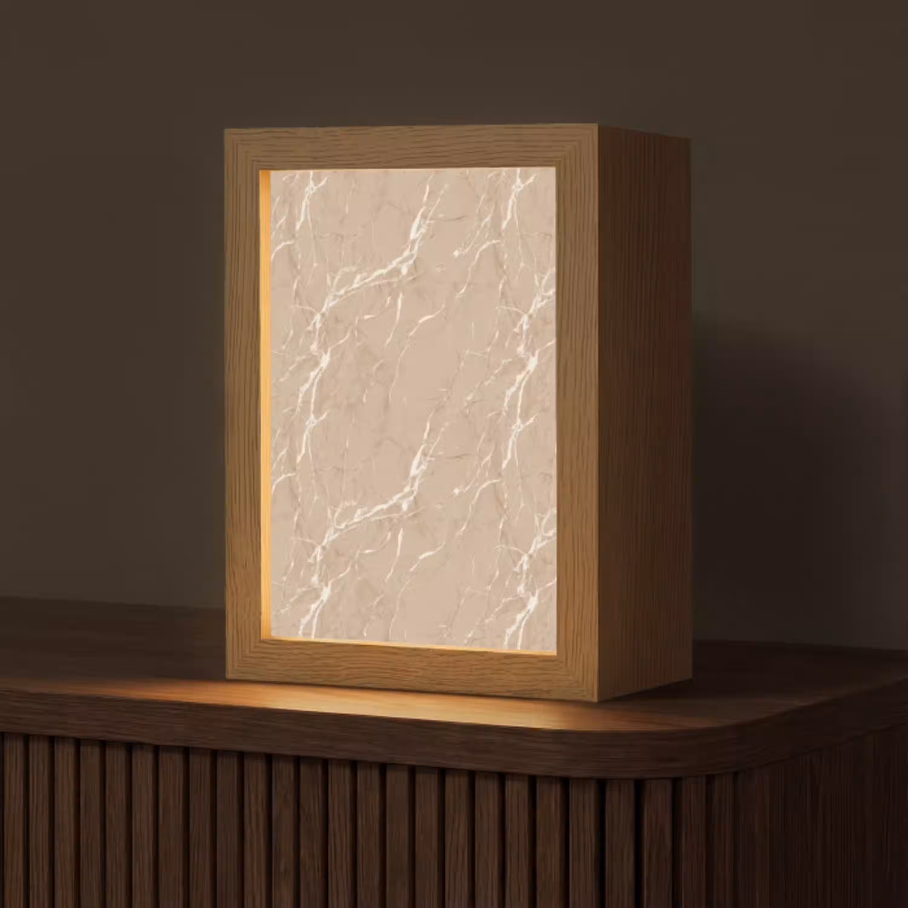 Beige - Marmer - Organisch - Wit Light Box met kabel (Tafellamp) klein 925 -z3d_website