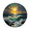 Zee - Zon - Golven - Rotsen Wandcirkel aluminium klein -3d
