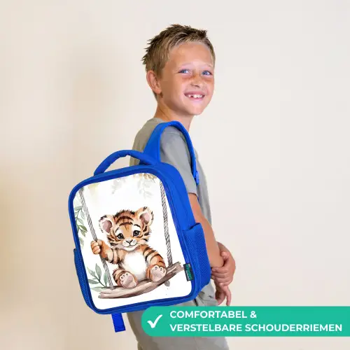 Tijger - Dier - Kinderen - Jungle Kinderrugzak - Blauw middel -sfeer3_NL