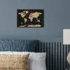 Wereldkaart - Beige - Zwart poster papier klein -sfeer2