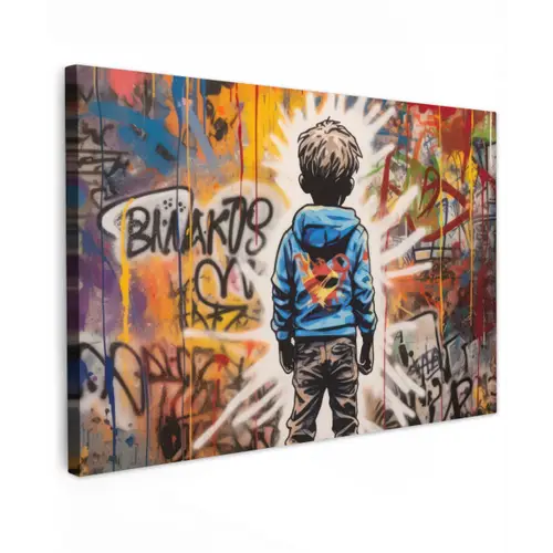 Graffiti - Jongen - Kleuren - Kunst - Street Art canvas 2cm klein -z3d