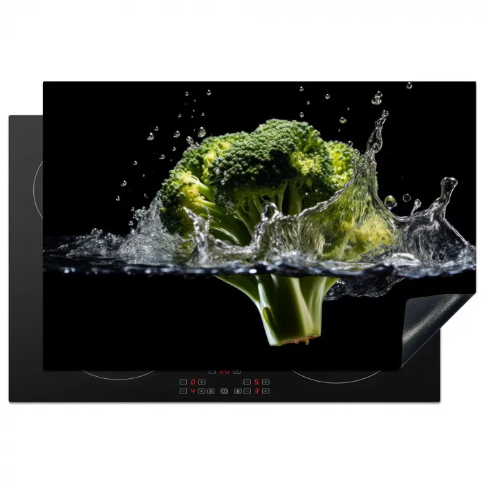 Broccoli - Groen - Water - Zwart Inductie beschermer vinyl 3mm klein -3d