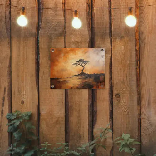 Boom - Landschap - Oranje tuinposter los doek klein -sfeer1