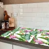 Flamingo - Bloemen - Bladeren - Jungle - Tropical Inductie beschermer vinyl 3mm groot -sfeer3