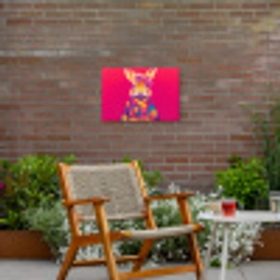 Konijn - Bloemen - Kleurrijk - Kimono Tuinposter op houten frame 2 cm dik klein -sfeer3