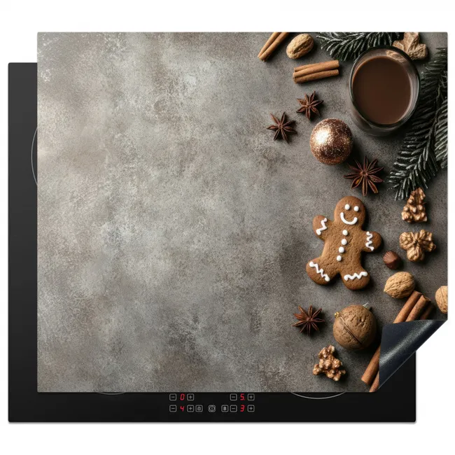 Winter - Kerst - Warm - Eten Inductie beschermer vinyl 3mm middel -3d