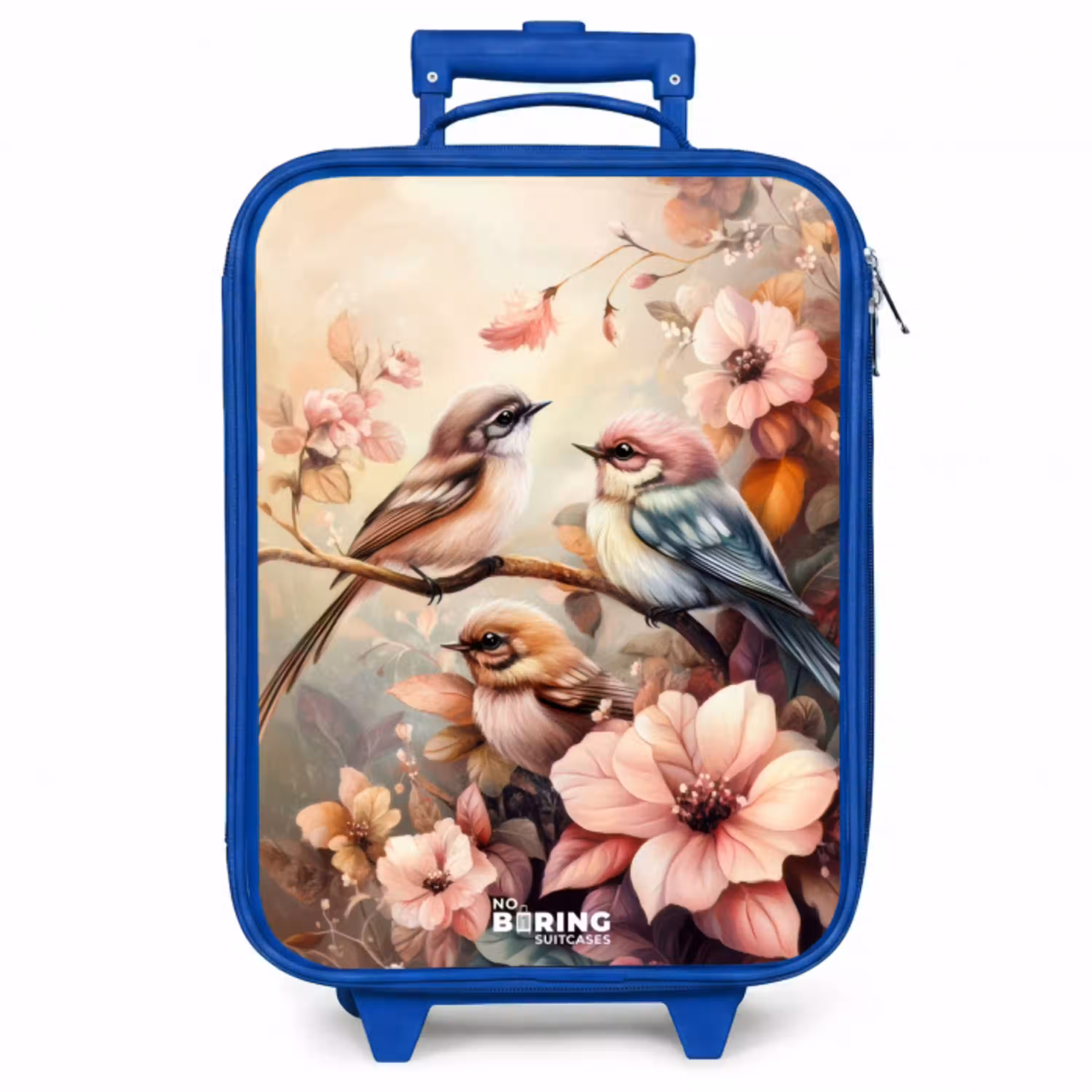 Vogels met roze bloemen Kinderkoffer - Blauw klein -zzz_website3d