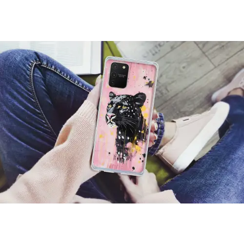 Zwart - Panter - Roze - Abstract Telefoonhoesje Samsung Galaxy S10 Lite klein -handS10Lite