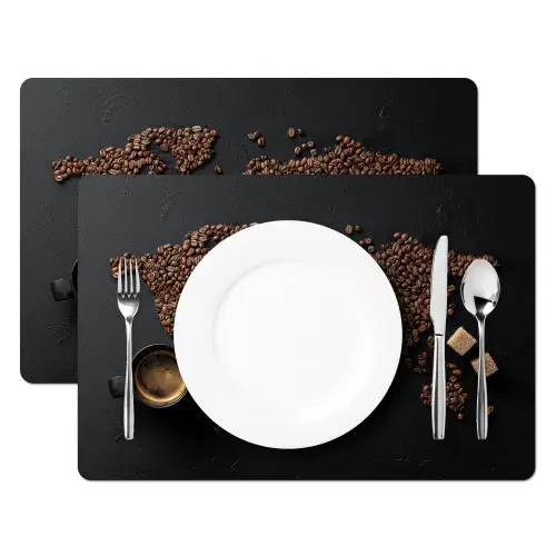 Wereldkaart - Espresso - Zwart Placemat vinyl groot -zzsfeer2_Kitchenyeah-website