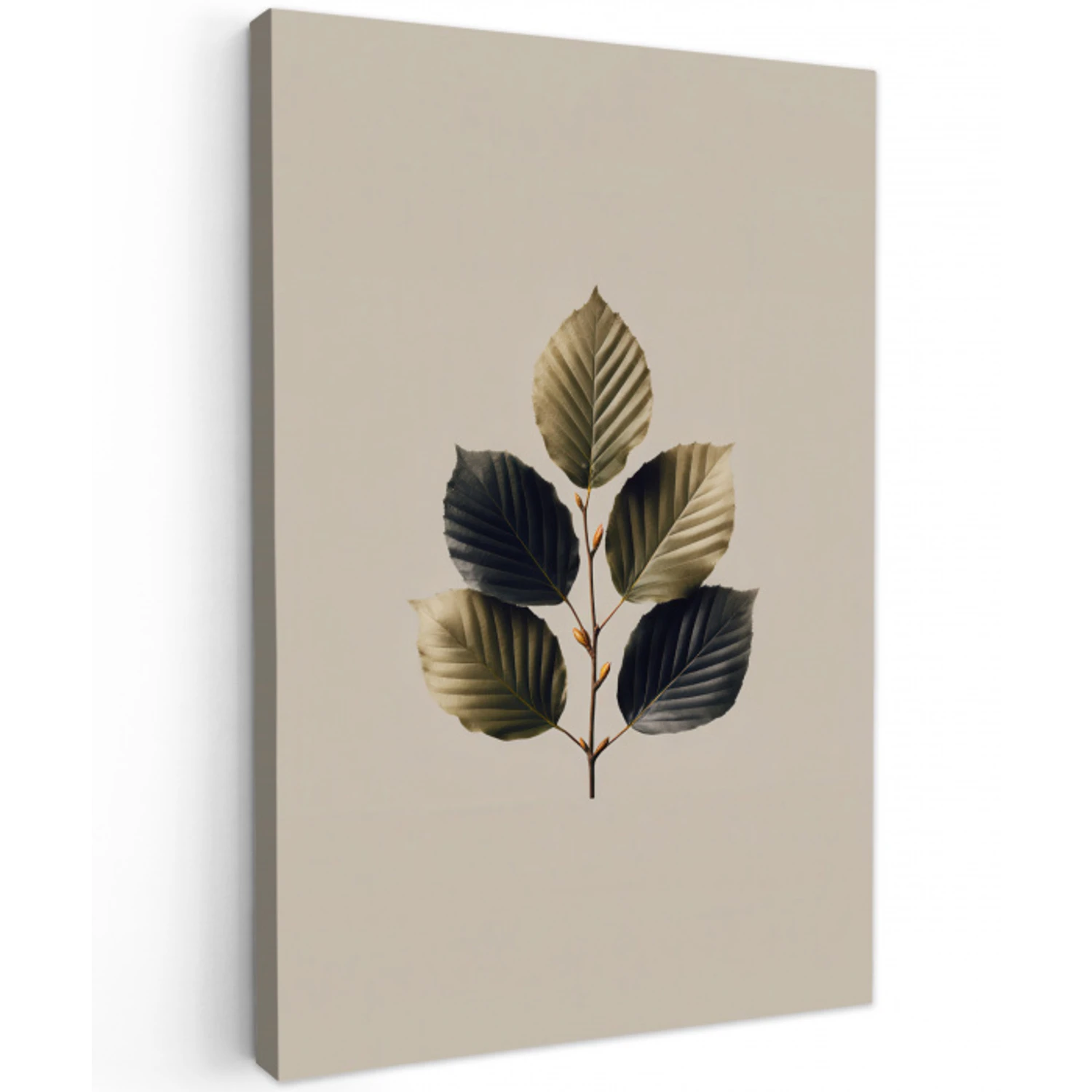 Beukenbladeren - Bruin - Groen - neutraal Tuinposter op houten frame 2 cm dik klein -3d