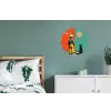Retro - Jongen - Hond - Rood - Groen Wandcirkel aluminium klein -slaapkamer