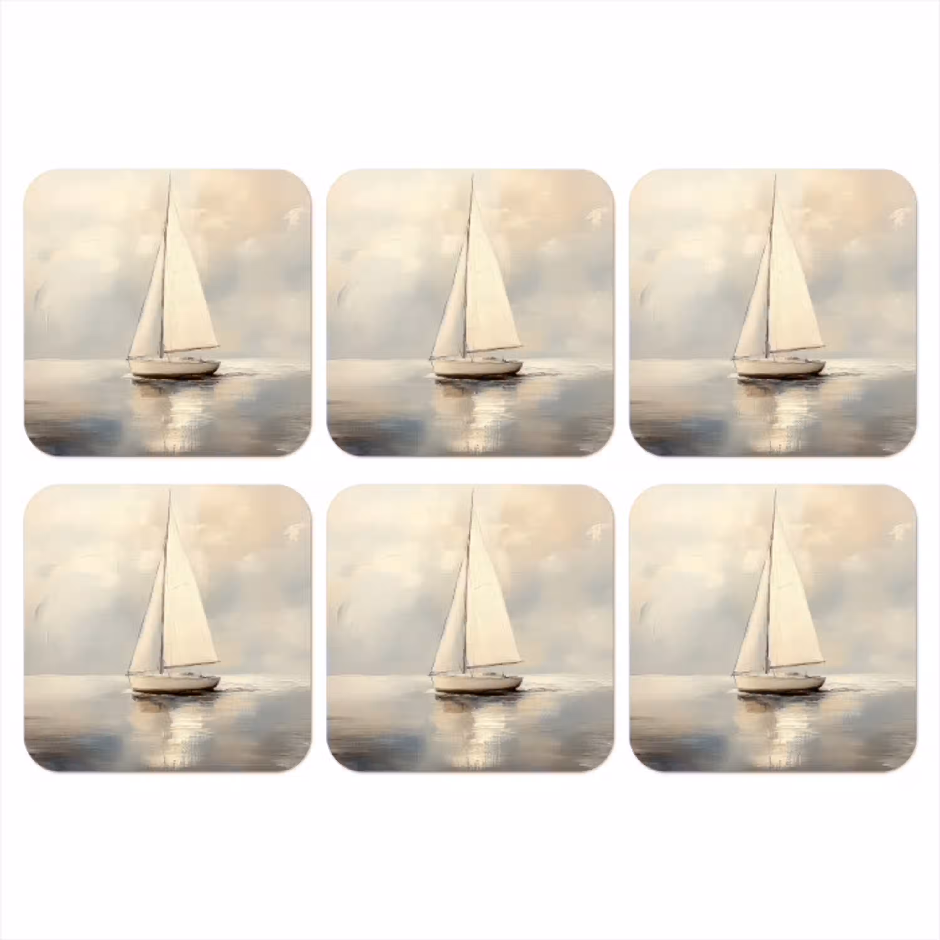 Zeilschip - Zee - Bewolkt onderzetter kurk middel -3d