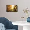 Bos - Herfst - Zon - Landschap - Natuur - Bomen - Bladeren poster papier klein -sfeer3