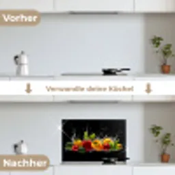 Paprika - Water - Groente - Zwart keuken achterwand spatscherm klein -voor_na_DE