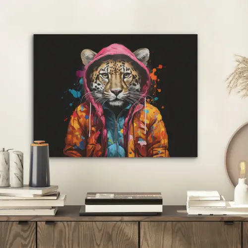 Graffiti - Luipaard - Zwart - Jas PET vilt klein -sfeer1