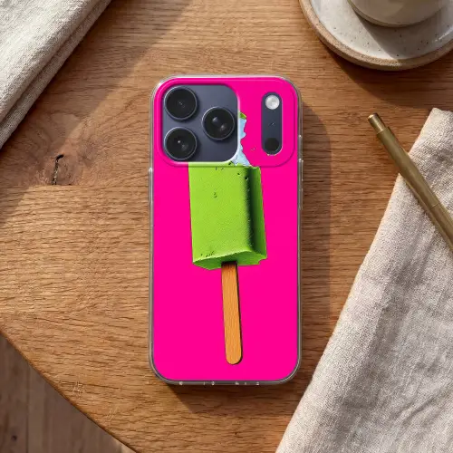 Ijsje - Stokje - Minimalistisch - Groen Telefoonhoesje iPhone 17 Pro klein -sfeer1