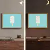 Ijsje - Stokje - Sprinkles - Lichtblauw Light Box met batterij (Wandlamp) middel -sfeer3