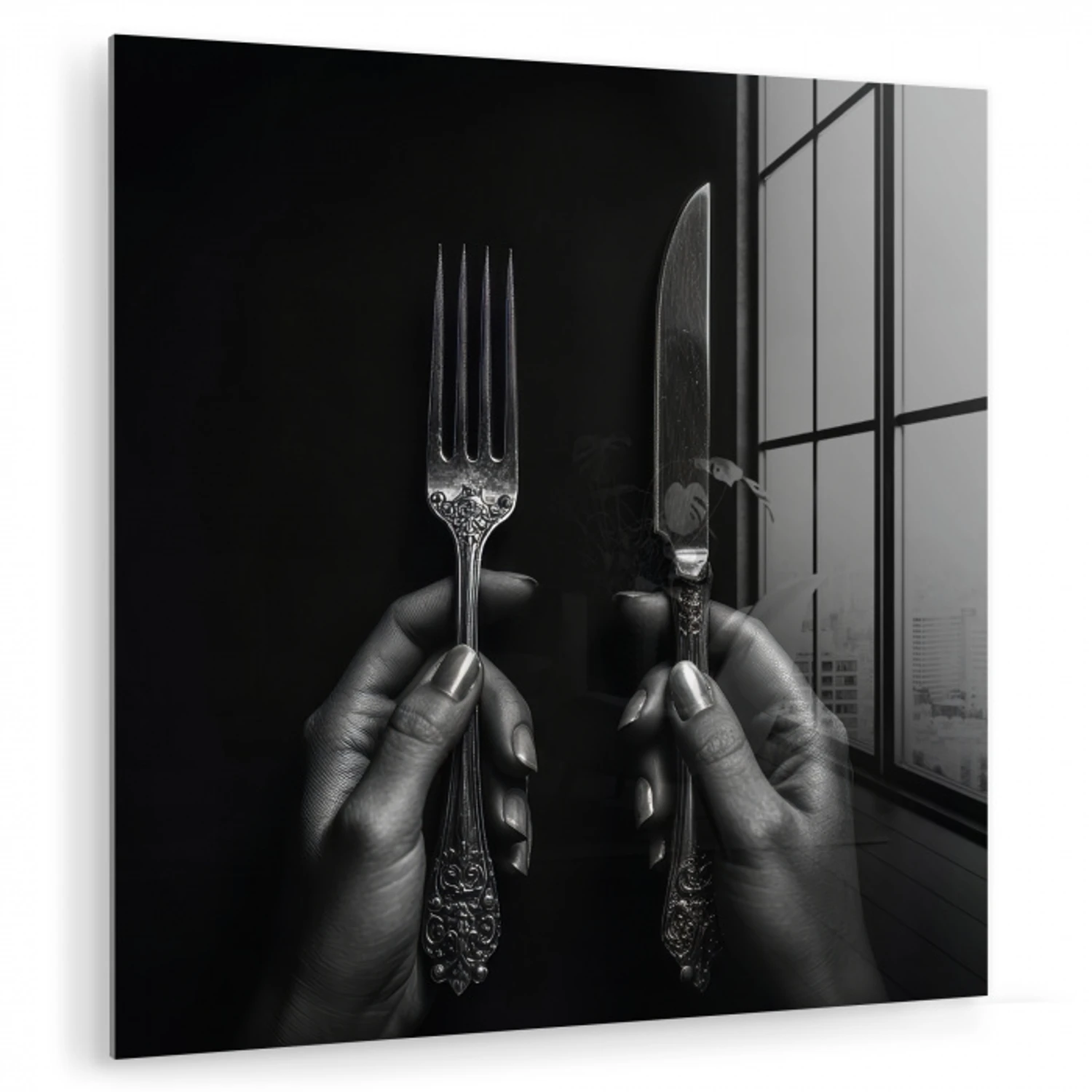 Bestek - Zwart - Wit plexiglas 5mm klein -zzzproduct_nieuw