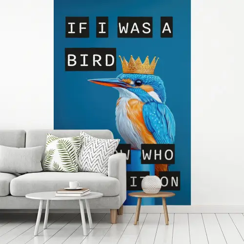 Vogel - Decoratie - Ijsvogel - Blauw fotobehang vinyl groot -woonkamer