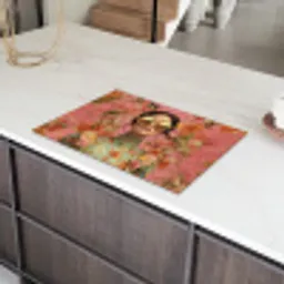 Vrouw - Bril - Roze - Bloemen Inductie beschermer vinyl 3mm klein -sfeer8