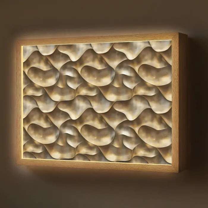 Abstract - Antiek - Goud Light Box met batterij (Wandlamp) middel 907 -z3d_website