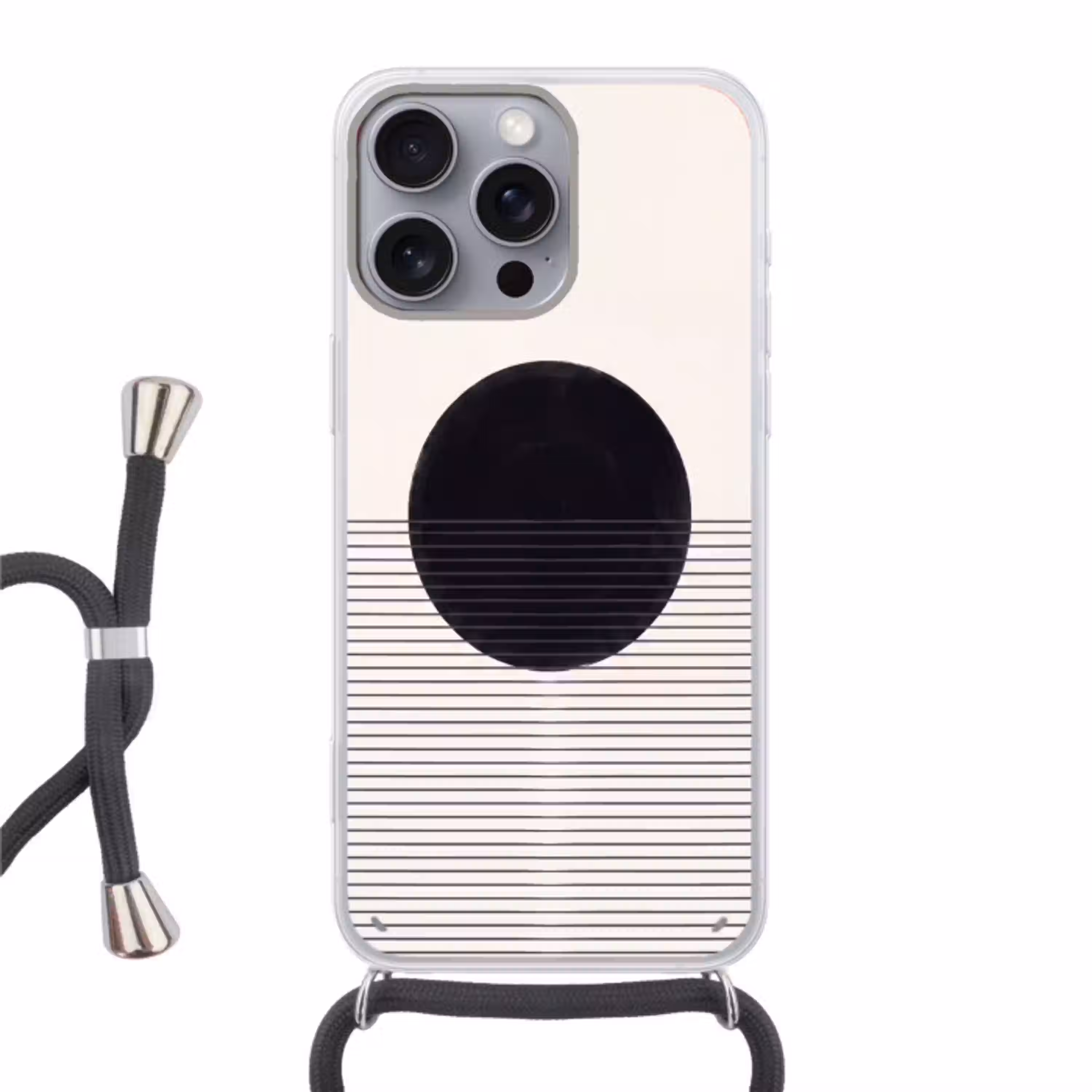 Cirkel - Lijnen - Abstract Hoesje iPhone 16 Pro Max met koord klein -3d