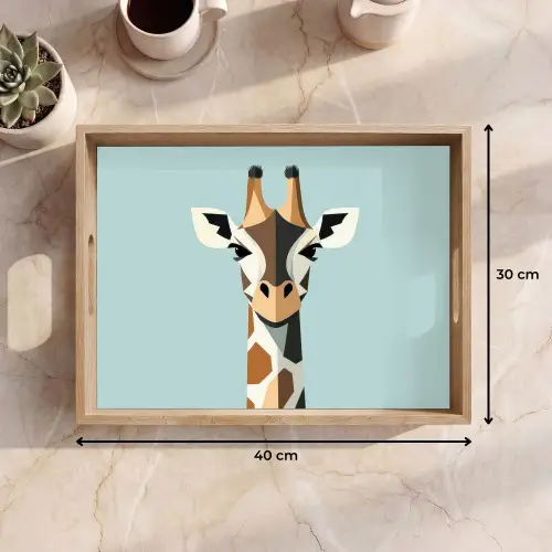 Giraffe - Illustratie - Bruin - Minimalistisch Dienblad Rechthoek middel -USP_Formaat