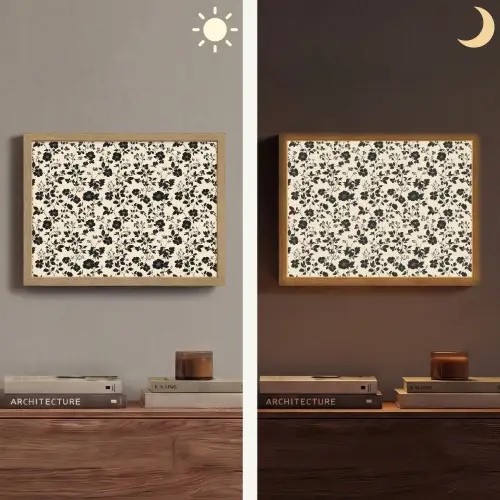 Bloemen - Dessin - Zwart Light Box met batterij (Wandlamp) middel 907 -sfeer3