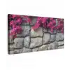 Bougainvillea - Stenen Muur - Roze Tuinposter op houten frame 2 cm dik xxl -3d