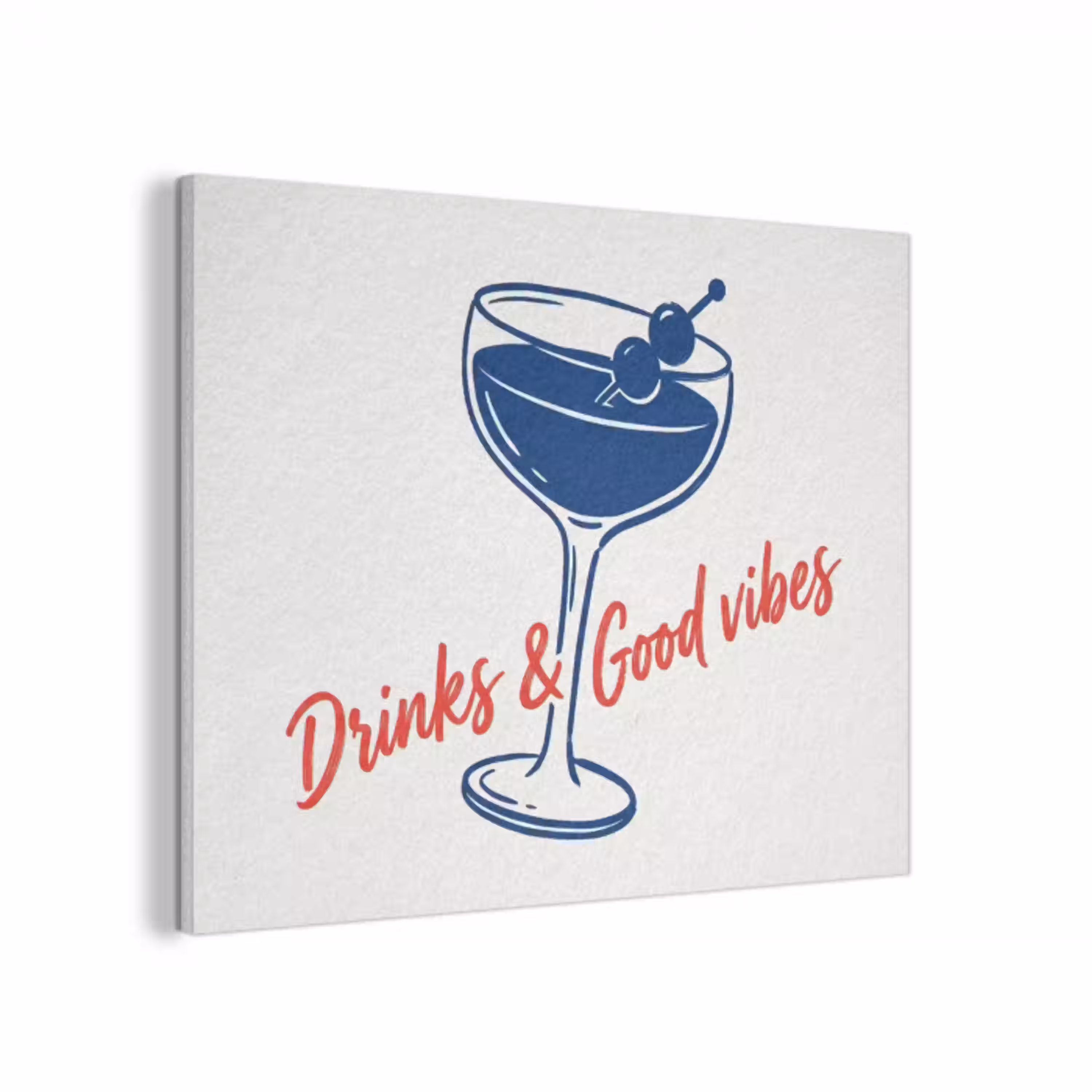 Cocktail - Glas - Illustratie - Blauw - Wit PET vilt klein -3d