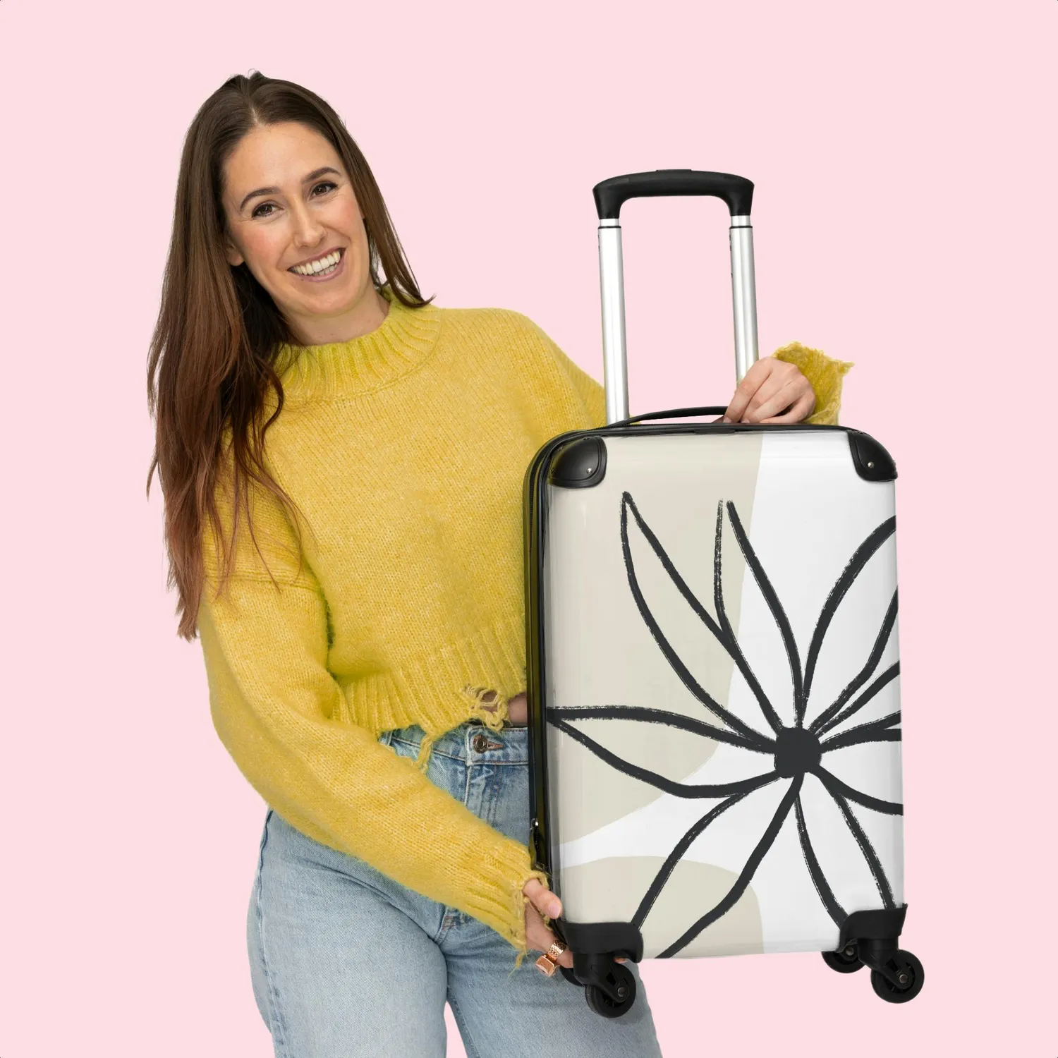 Koffer minimalistisch met bloem