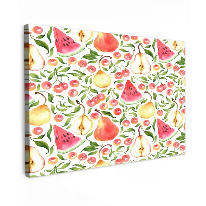 Fruit - Watermeloen - Kersen - Peer Tuinposter op houten frame 2 cm dik klein 845 -3d