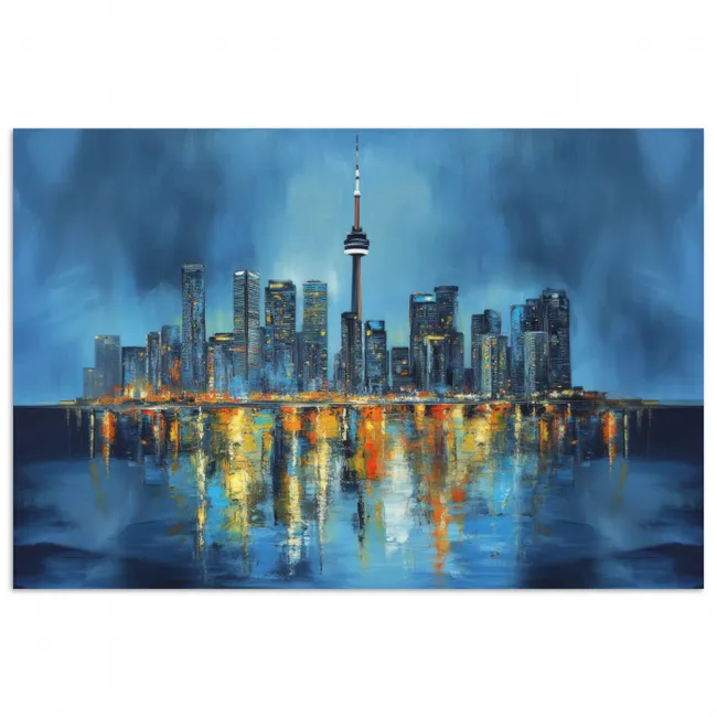 Skyline Toronto - Water - Stadslichten - Toren poster papier klein -3d