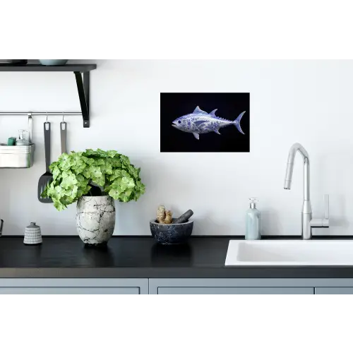 Porselein - Tonijn - Delfts - Blauw Muursticker klein -keuken
