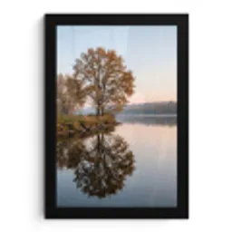 Bomen - Reflectie - Water - Zonsopgang - Serene fotolijst zwart zonder passe partout klein -3d