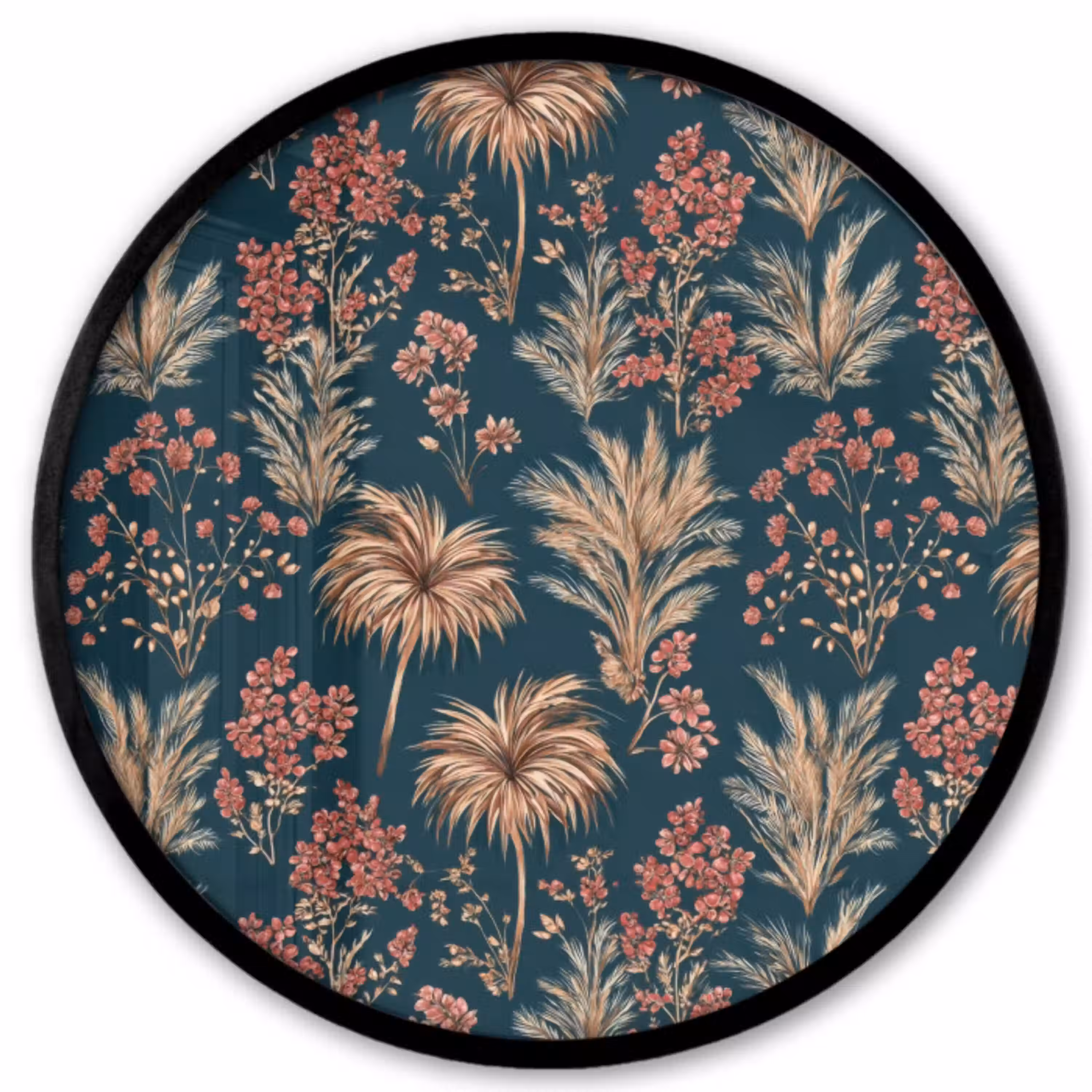 Botanisch - Patroon - Blauw Fotolijst rond zonder passe partout klein 856 -3d