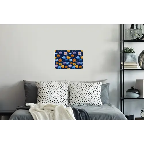 Bloemen - Patroon - Blauw - Contrast Muursticker klein -slaapkamer