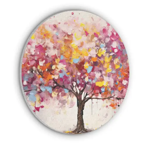 Aquarel - Boom - Kunst - Abstract Akoestische PET Vilt - Rond klein -3d
