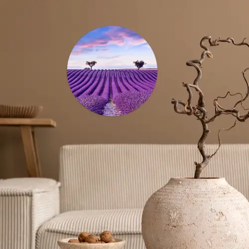 Lavendel - Natuur - Paars - Bomen - Bloemen Wandcirkel behangsticker klein -sfeer1