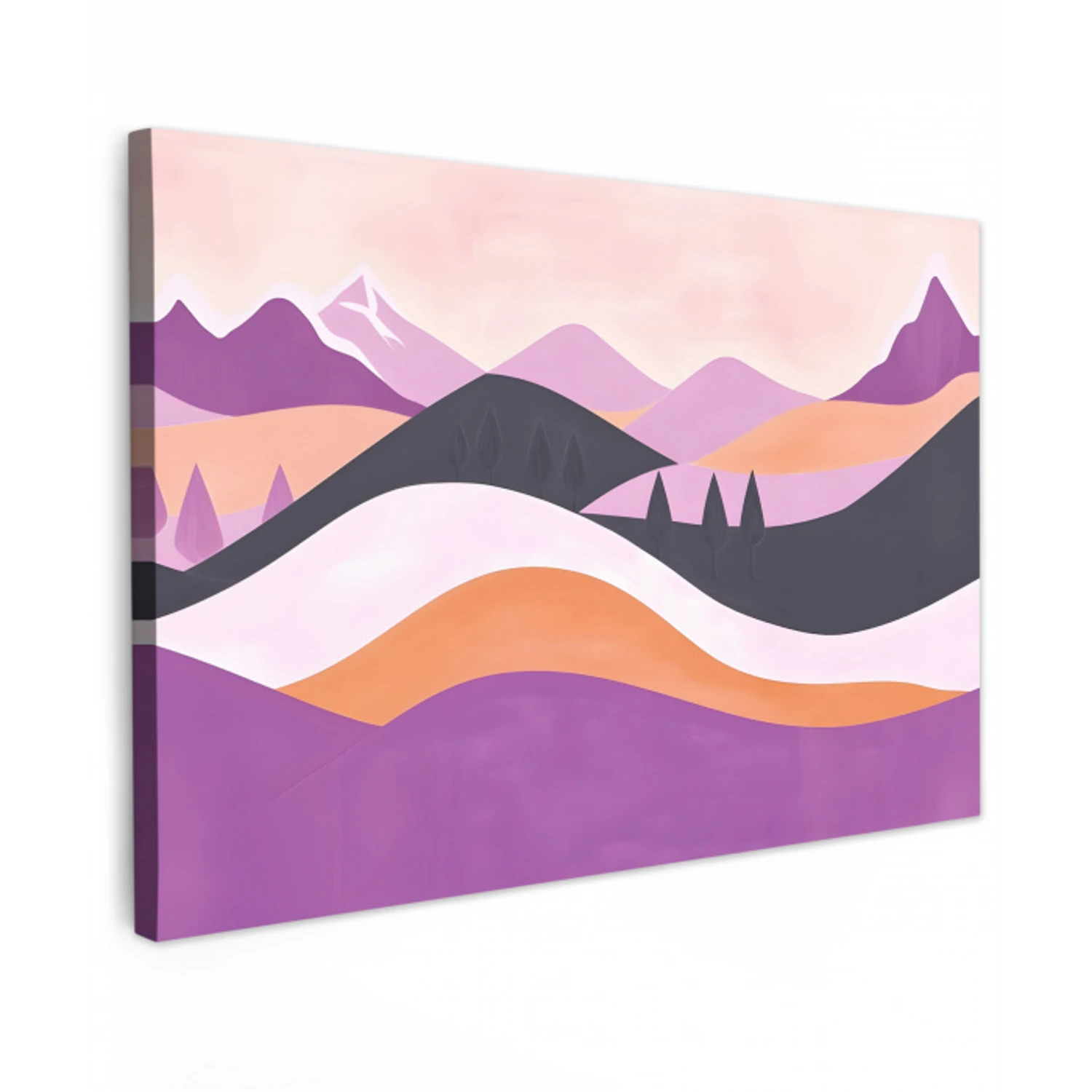 Abstract - Heuvels - Bomen - Groen Tuinposter op houten frame 2 cm dik klein -3d