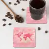 Wereldkaart - Roze - Vaag onderzetter kurk middel -sfeer2