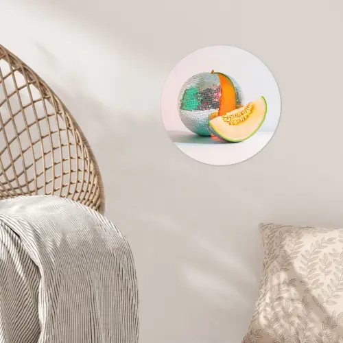 Disco - Discobal - Meloen - Pastel Wandcirkel behangsticker klein -sfeer4