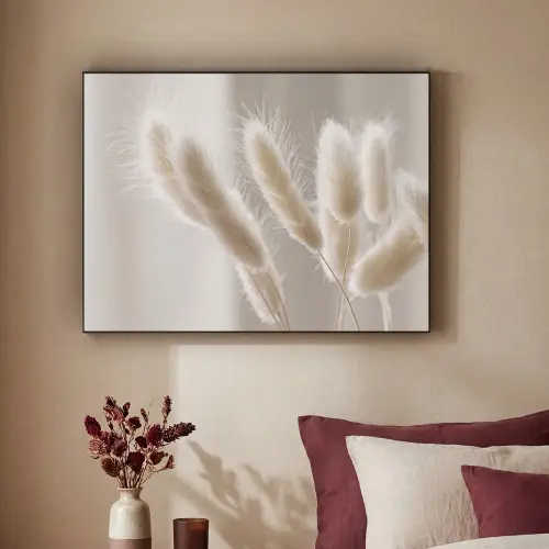 Pampasgras - Pluim - Wit Textielframe zwart klein -sfeer1