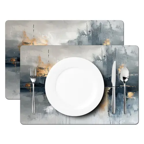 Kunst - Grijs - Goud - Abstract Placemat vinyl groot -zzsfeer2_Kitchenyeah-website