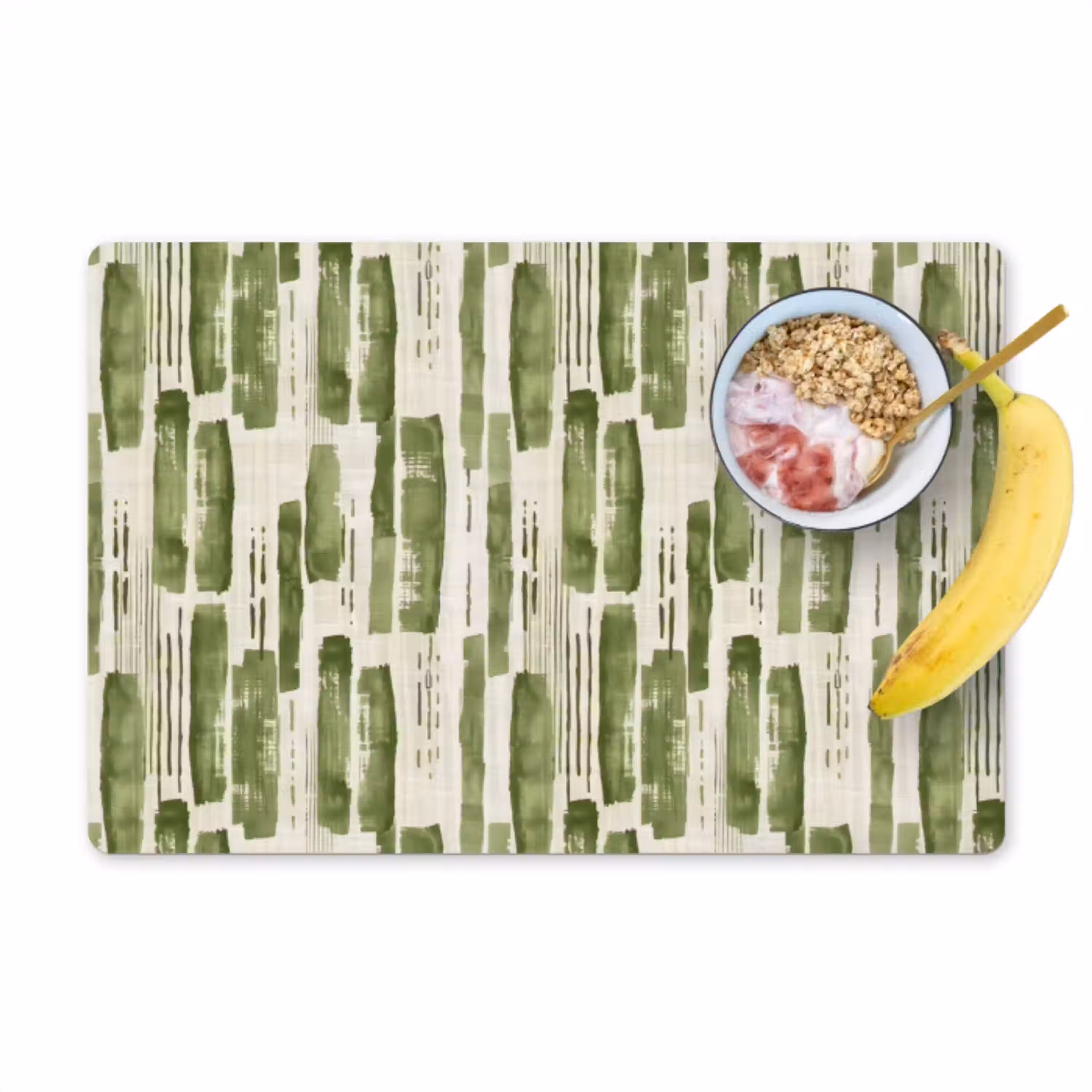 Groen - Abstract - Penseelstreken - Linnen - Patroon Placemat vinyl groot 368 -zzzproduct_Kitchenyeah-website