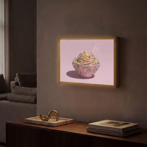 Noodles - Edelstenen - Stokjes - Roze Light Box met batterij (Wandlamp) middel -sfeer1